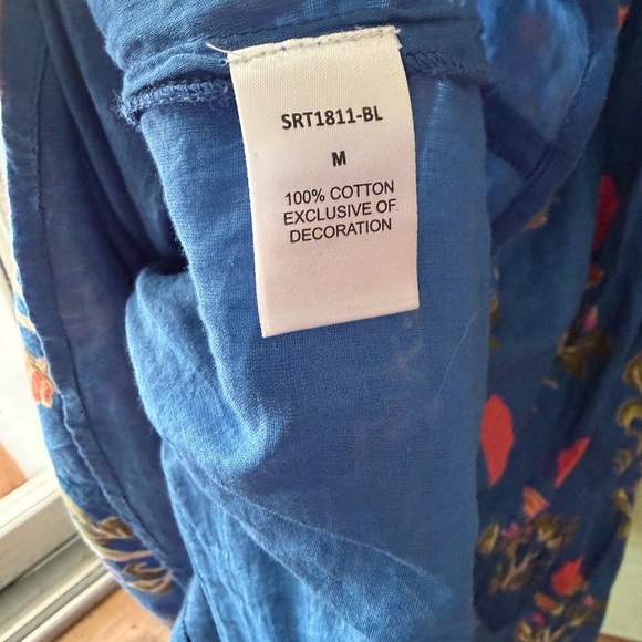 THML Floral dahlia puff sleeve Midi Dress blue green - Picture 9 of 11